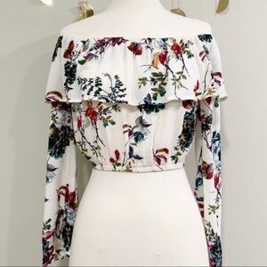 inTu White Floral Off Shoulder Top